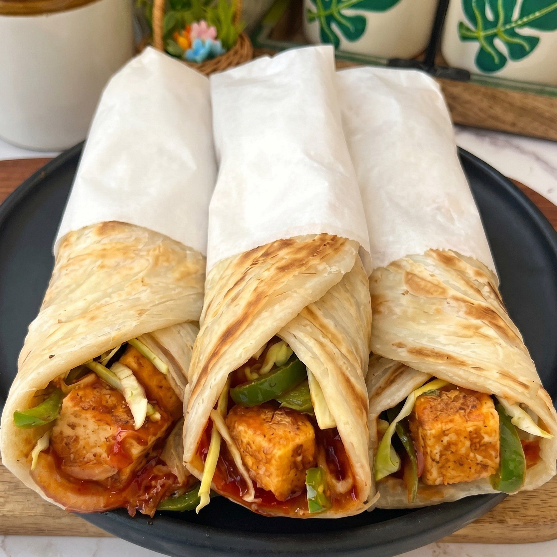 Malai Paneer Tikka Roll.
